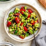 Completed Edamame Salad (With Corn and Black Beans) in a bowl.