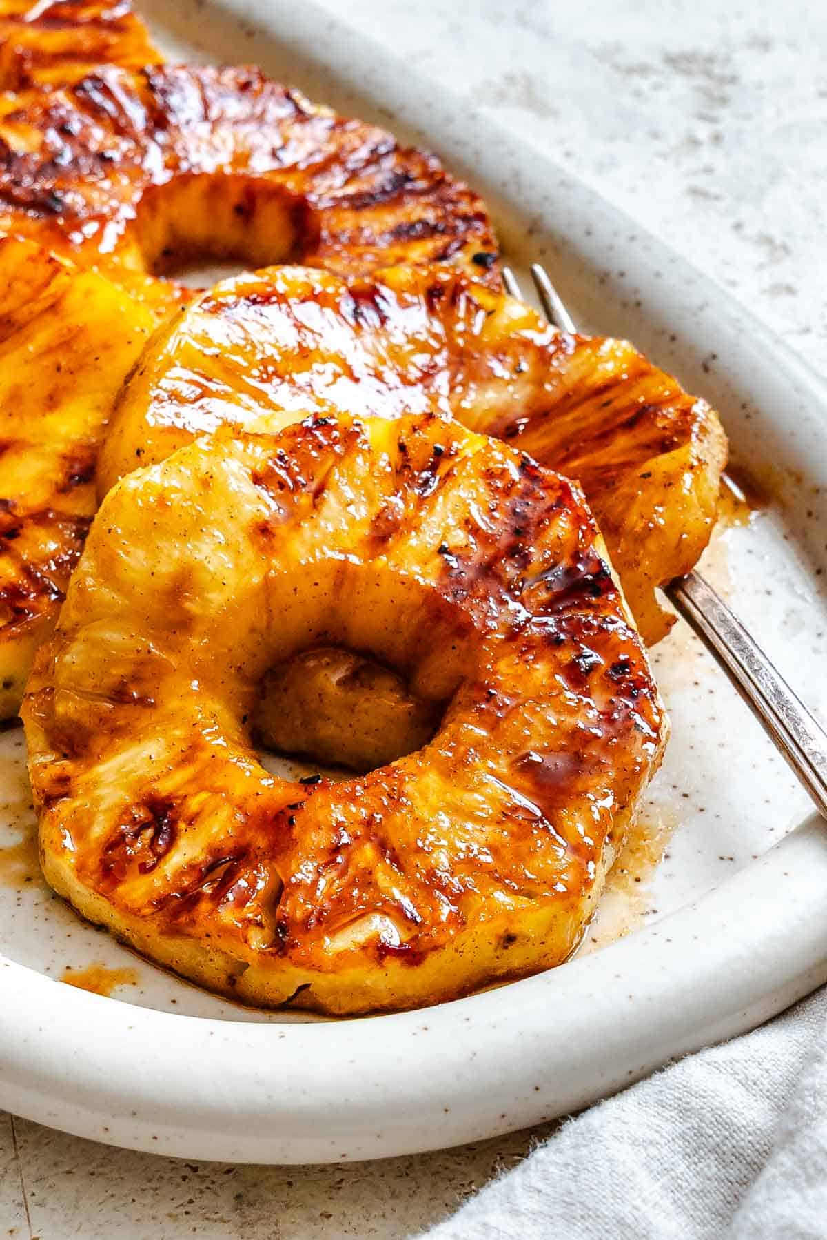 Completed Easy Grilled Pineapple on a serving platter.