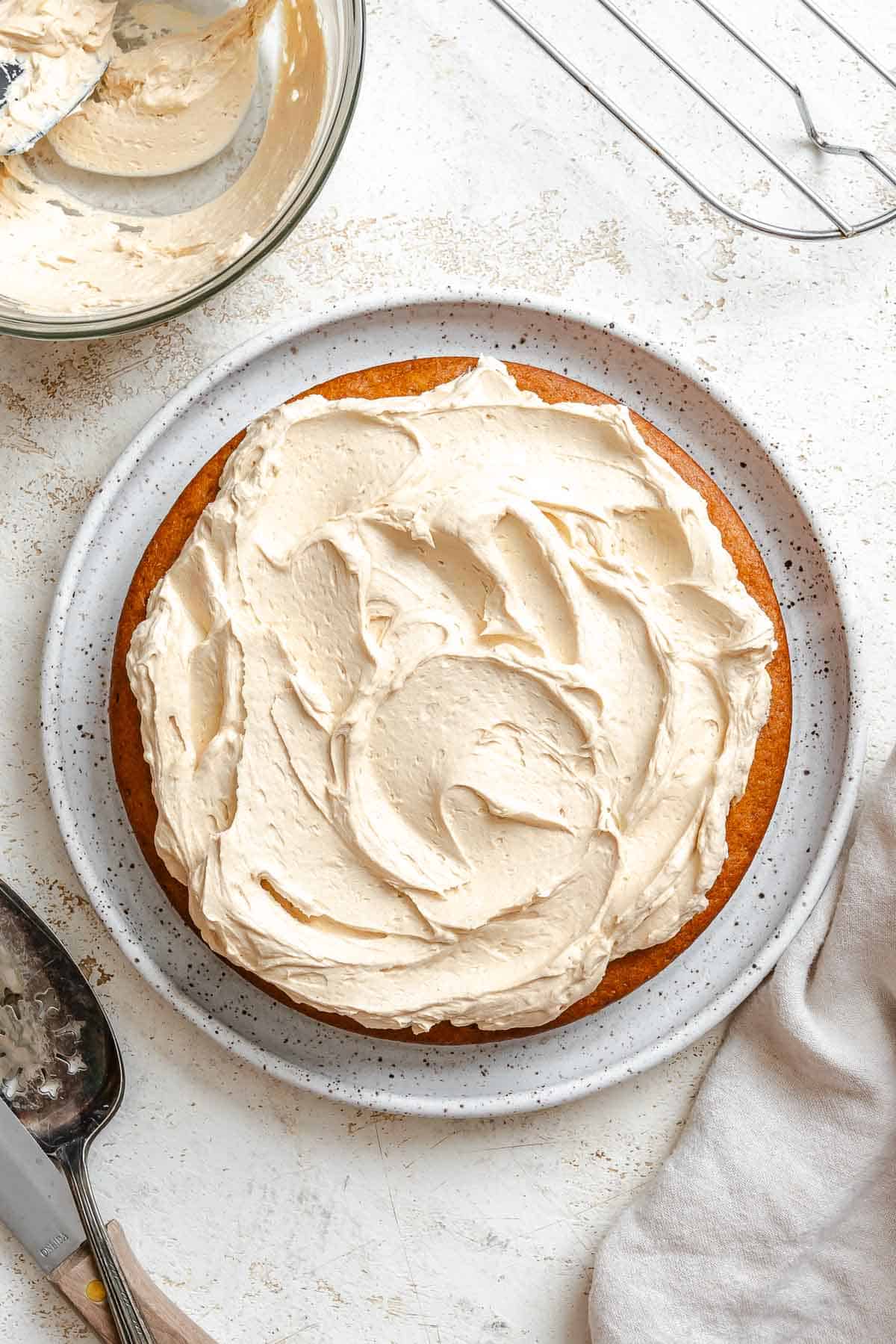Completed Vegan Peanut Butter Cake on a plate.