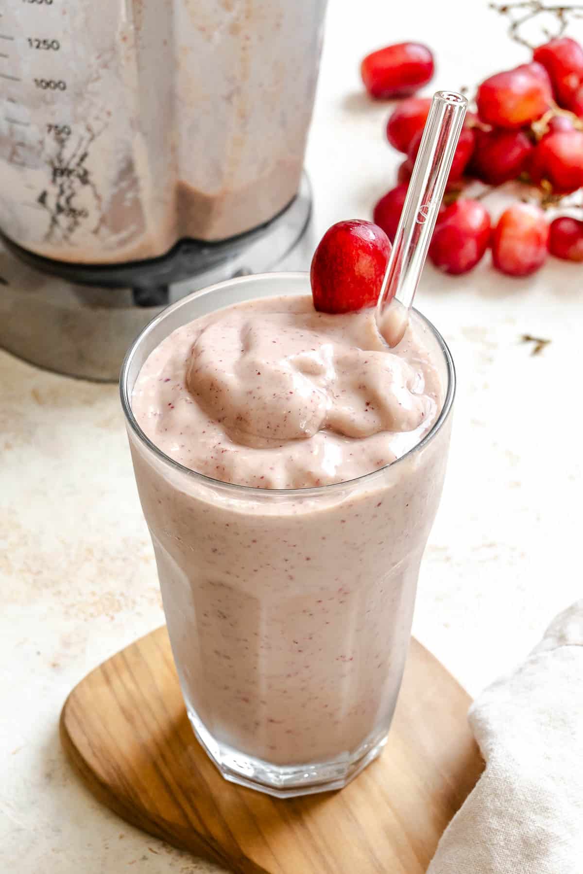 Completed Easy Grape Smoothie in a glass.
