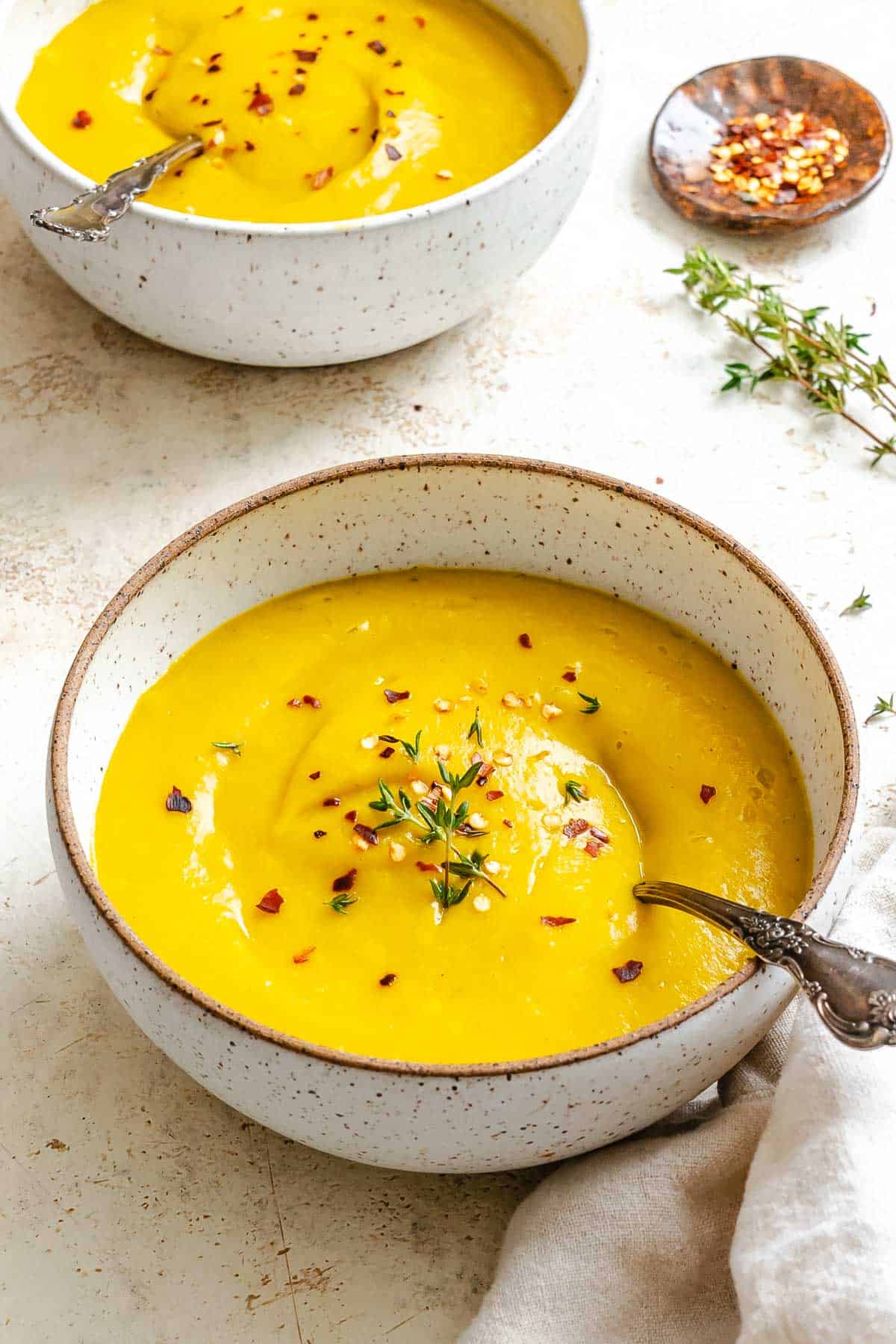 Completed Kabocha Squash Soup in a bowl.