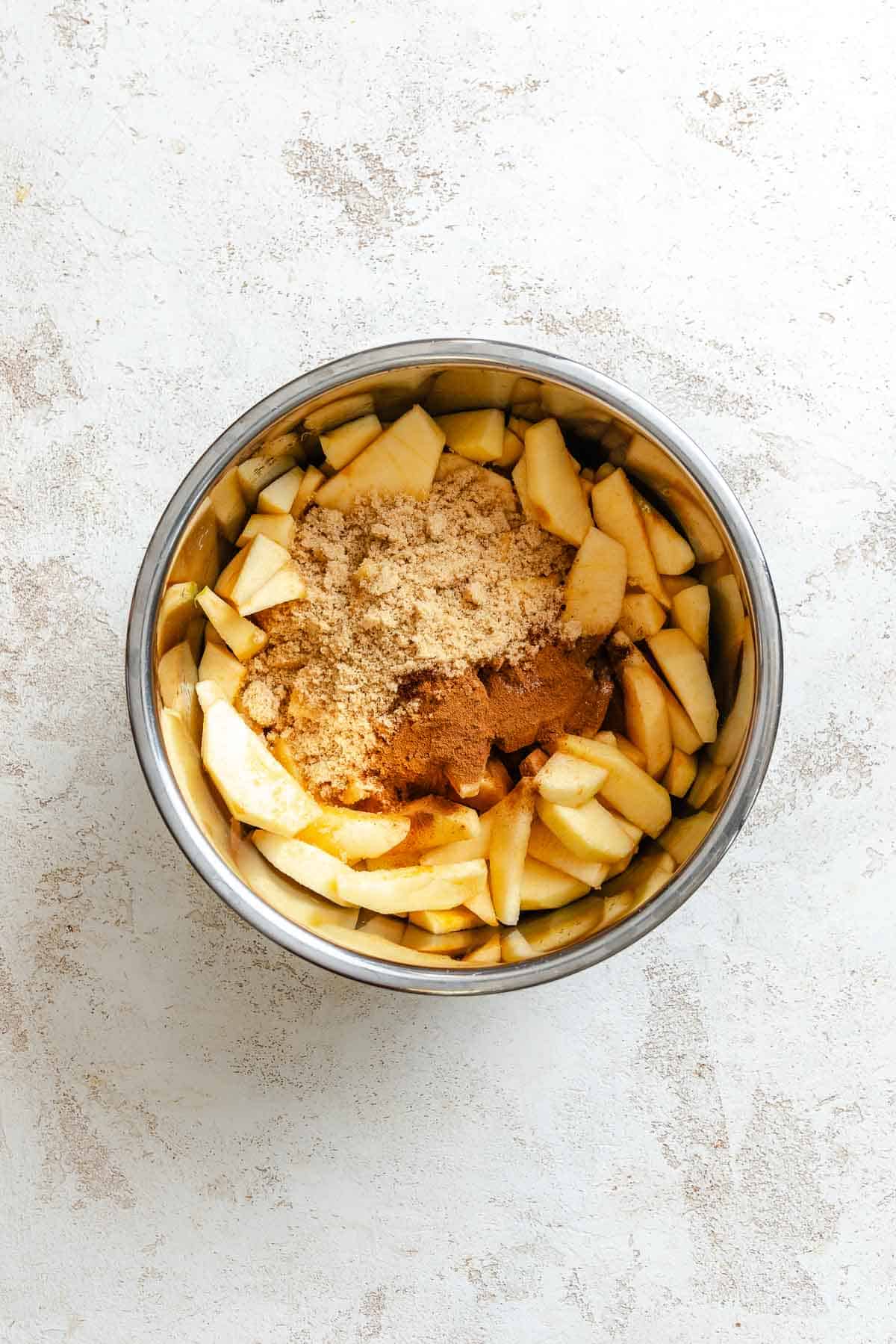 Process shot showing ingredients being added to instant pot.