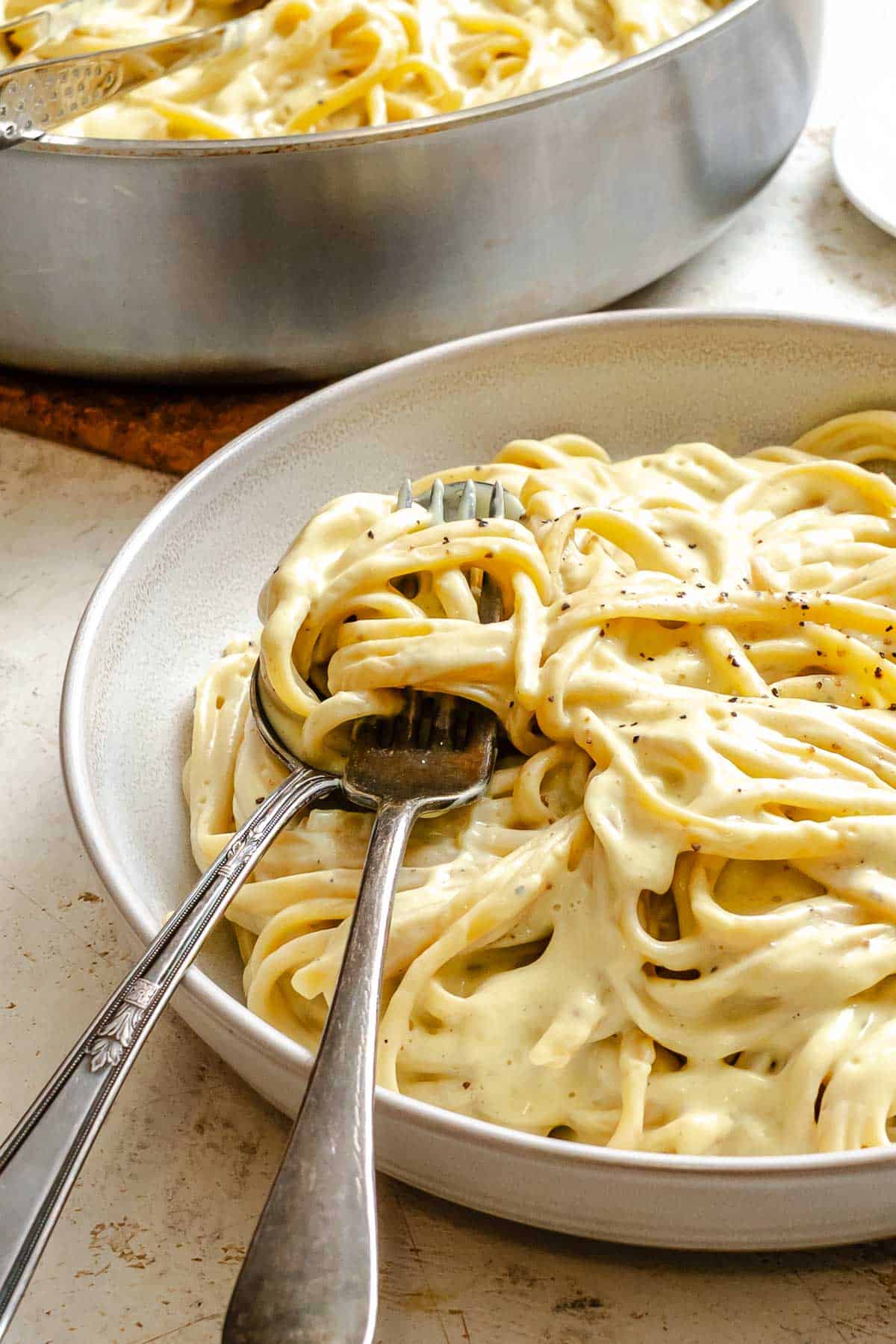 Completed Cauliflower Alfredo Sauce (Vegan) in a bowl.