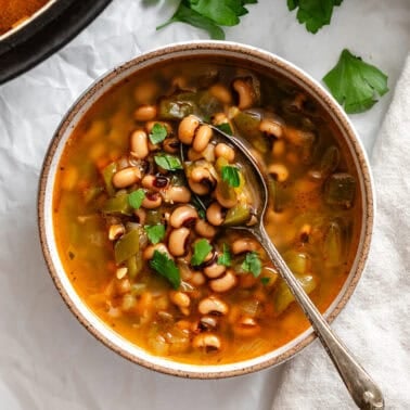Completed Black Eyed Pea Soup (Vegan) in a bowl.