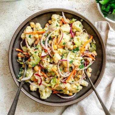 Completed Cauliflower Salad in a bowl.
