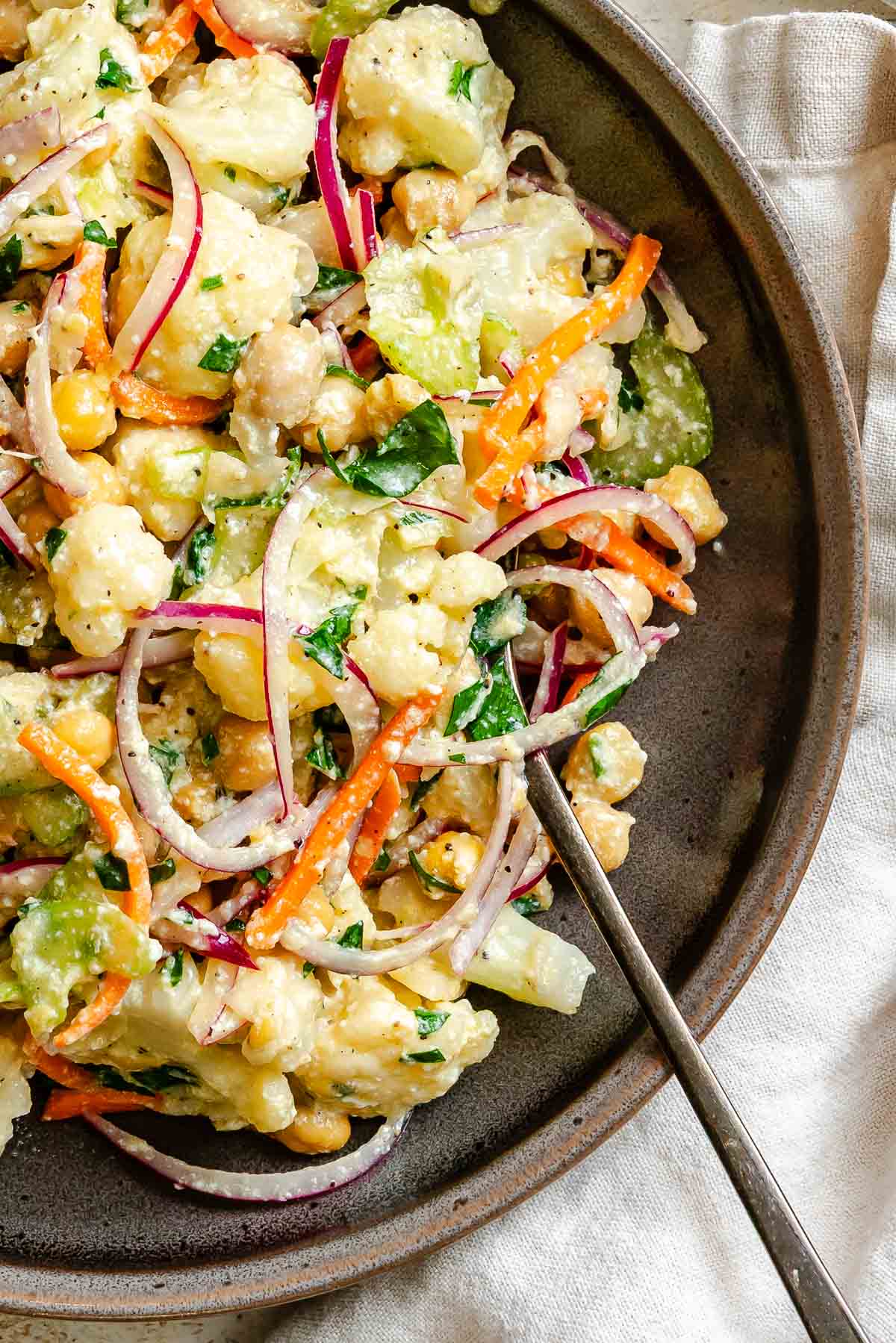 Completed Cauliflower Salad in a bowl.
