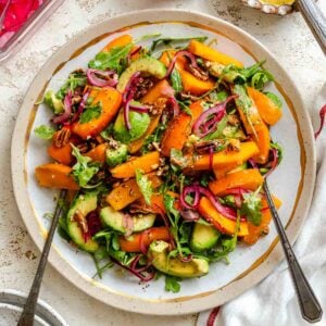 Completed Persimmon Salad on a plate.