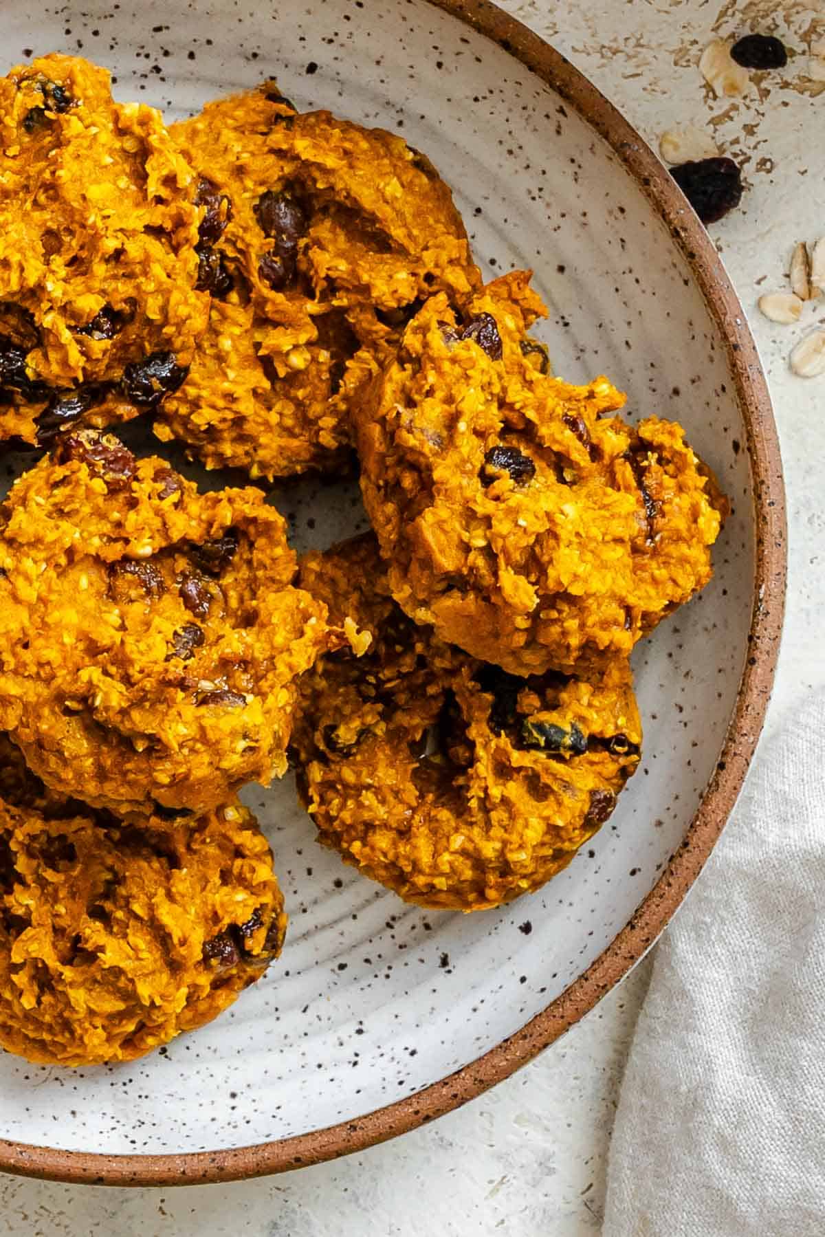Completed Oatmeal Pumpkin Bites on a plate.
