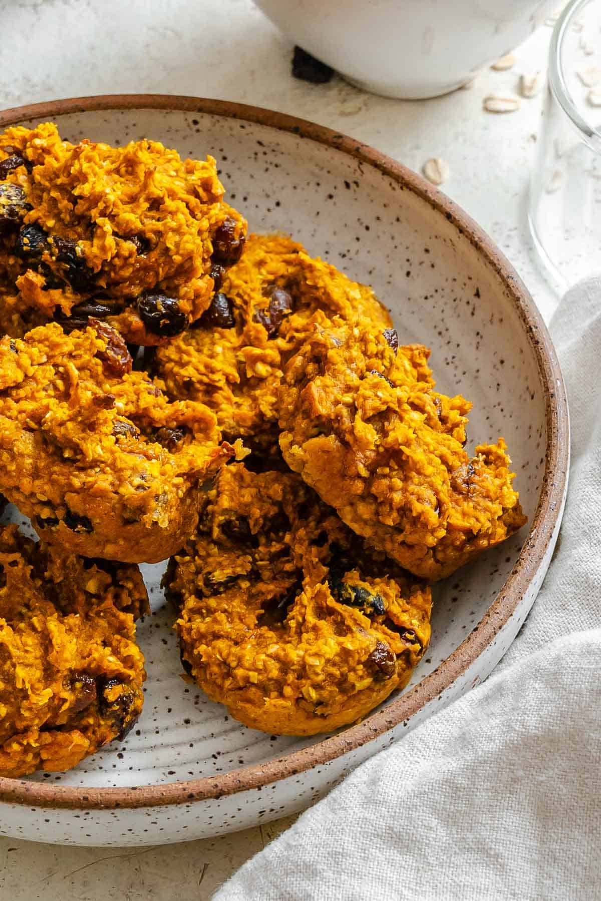 Completed Oatmeal Pumpkin Bites on a plate.
