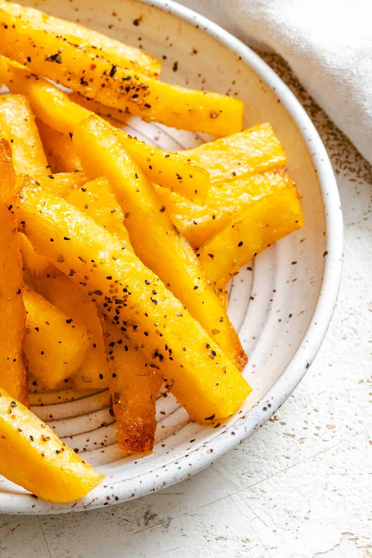 Completed Simple Polenta Fries on a plate.